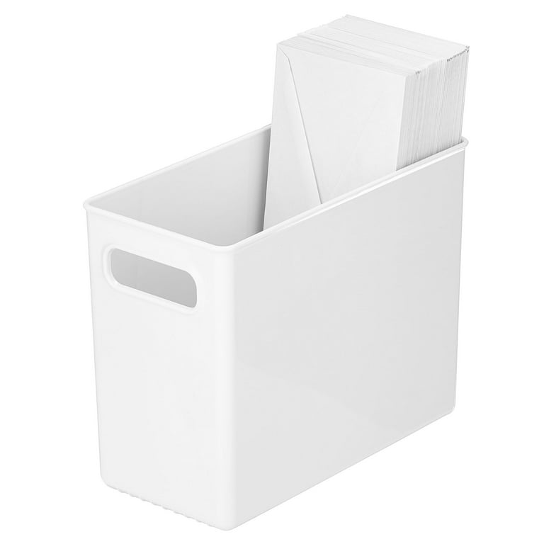 mDesign Tall Plastic Office Storage Bin with Handles - Organizer Bins for  Cabinets, Drawers, Desks, Workspace - Containers and Baskets for Pens,  Pencils, Highlighters and Notebooks - 4 Pack - White 