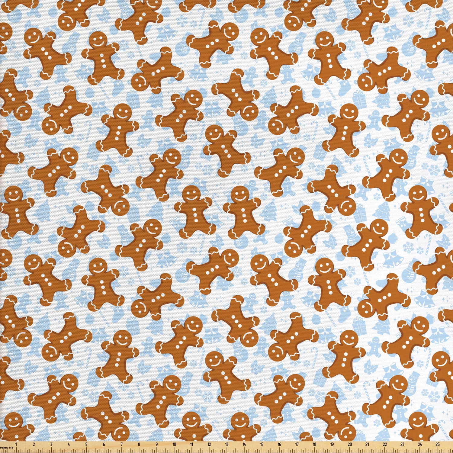 Gingerbread Man Fabric by The Yard, Traditional Christmas Cookie