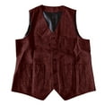 thumbnail image 4 of USNSM Mens Vintage Tweed Suit Vest Single Breasted Solid Color Sleeveless V Neck Casual Waistcoat for Wedding Groomsmen Red XL, 4 of 4