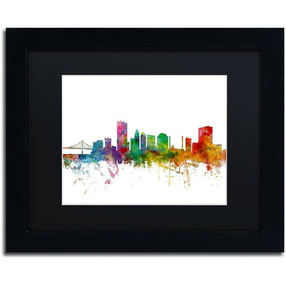 Trademark Fine Art 'Toledo Ohio Skyline' Canvas Art by Michael Tompsett, Black Matte, Black Frame