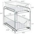 thumbnail image 6 of 2-Tier Under Sink Storage Sliding Basket Organizer Drawer 2 Pack, Silver, 6 of 7