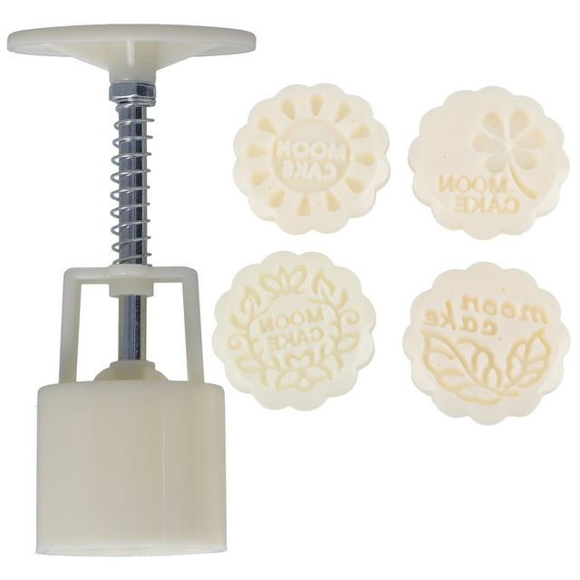 Molde para pastel de luna con prensa manual de 50g, molde para prensar postres y galletas DIY con 4 sellos redondos
