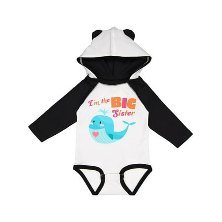 

Inktastic I m the Big Sister- cute whale with heart Gift Baby Girl Long Sleeve Bodysuit