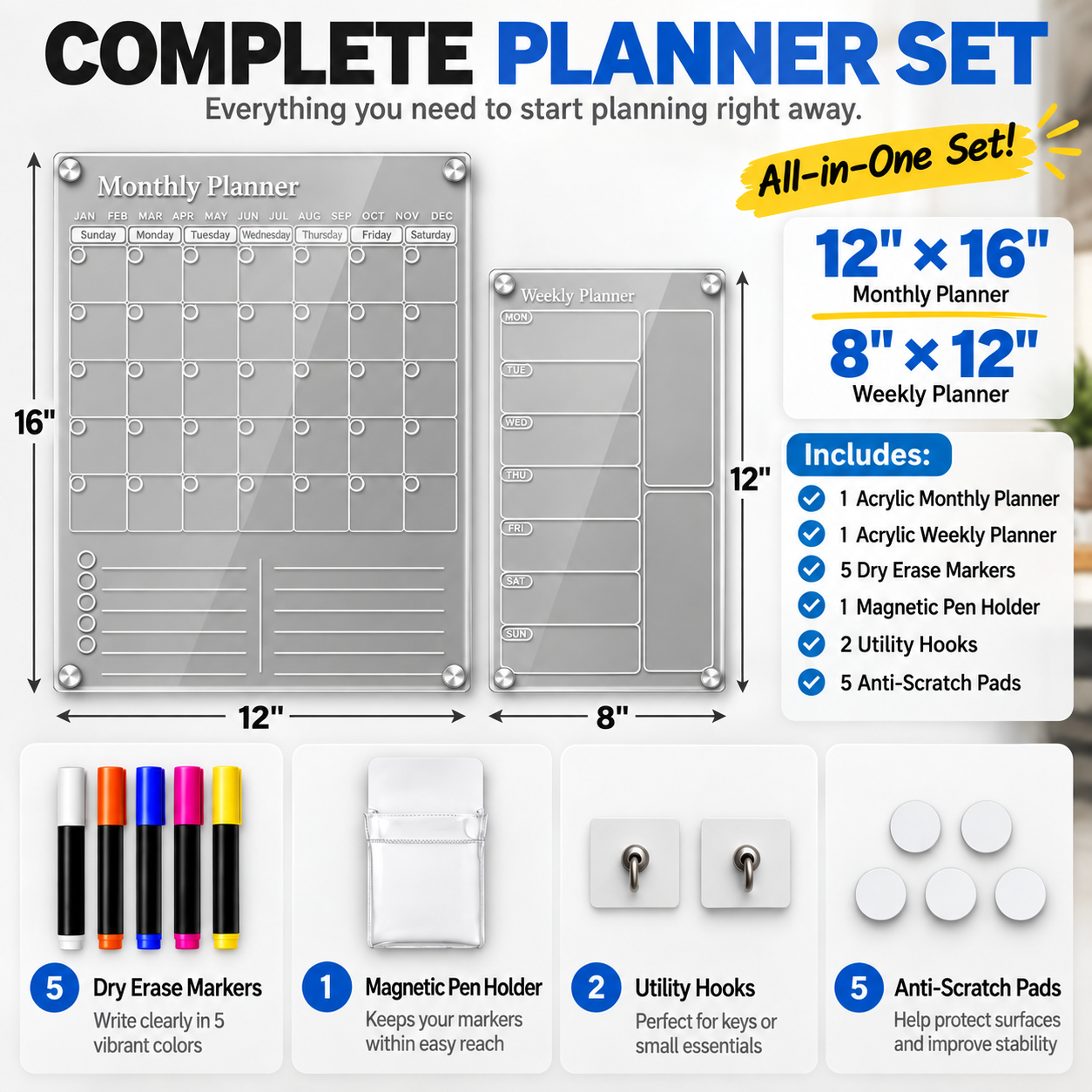 ideaTech Clear Acrylic Magnetic Refrigerator Calendar photo 8