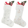 thumbnail image 5 of Fiudx Ofertas relámpago 2 piezas de decoración navideña, medias navideñas grandes, bordado navideño, copo de nieve, regalo, colgante de media, 5 of 5