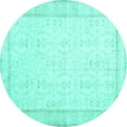 thumbnail image 1 of Ahgly Company Machine Washable Indoor Round Abstract Turquoise Blue Contemporary Area Rugs, 6' Round, 1 of 4