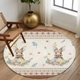 thumbnail image 2 of Round Rug 6Ft Washable Non-Slip, Easter Circle Area Rugs for Living Room Bedroom, Boho Ethnic Farmhouse Rabbit Colorful Eggs Patterned Indoor Floor Mats Carpet Runner for Home Decor Aesthetic, 2 of 8