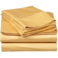 thumbnail image 1 of Split Bed Sheet Set 5 Pieces (1 Flat, 2 Fitted Sheet, 2 Pillow Covers) - 100% Egyptian Cotton - 400 Thread Count Deep Pocket up to 24" Mattress Size Split King Color Gold Solid, 1 of 6