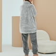 thumbnail image 3 of Defitshape Women's Long Sleeve Shirt Pants Set Ladies Cute Fuzzy Fleece Pajamas 2 Piece Pjs Winter Fall Warm Thermal Loose Baggy Oversized Plush Lounge Set Fluffy Loungewear Grey Large, 3 of 3