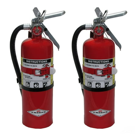 Amerex B402T, 5lb ABC Dry Chemical Fire Extinguisher with Aluminum Valve & Wall Bracket, Pack of 2