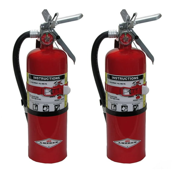 Amerex B402T, 5lb ABC Dry Chemical Fire Extinguisher with Aluminum Valve & Wall Bracket, Pack of 2