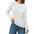 thumbnail image 3 of UVN Womens Shirts Crewneck Long Sleeve Tshirts Fall Casual Ladies Tops, 3 of 8