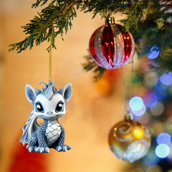 Ovzne Cute Flying Christmas Hanging Decoration – Unique Gothic Theme Ornament, Acrylic Material, Double-Sided Printing For Christmas Trees Parties