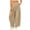 Khaki, variant on Women Summer Boho Cotton Linen Polka Dot Pants Beach Elastic Waist Palazzo Wide Leg Barrel Pants