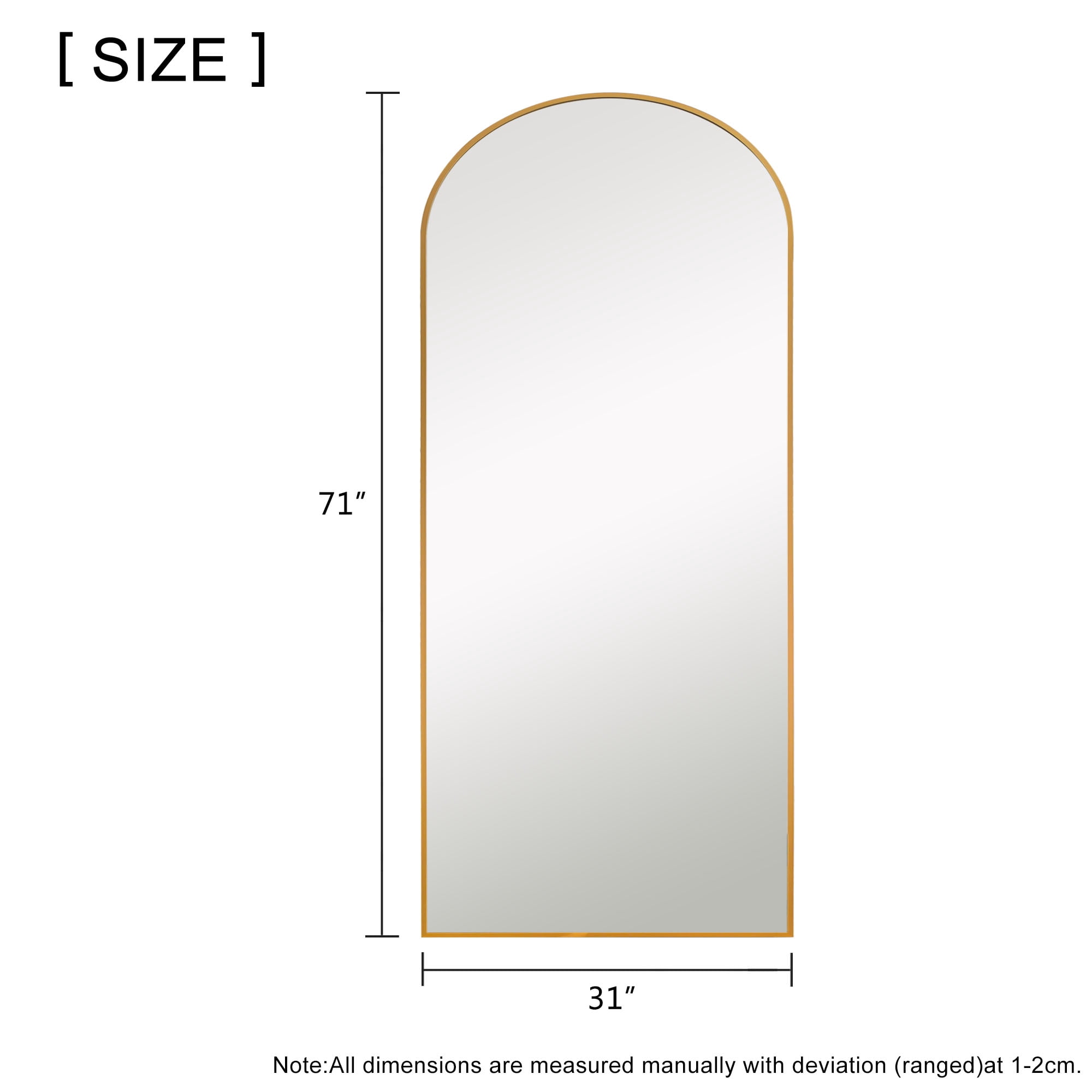 71" x 32" Floor Mirrors Free Standing Arched Full Length Mirrors Gold