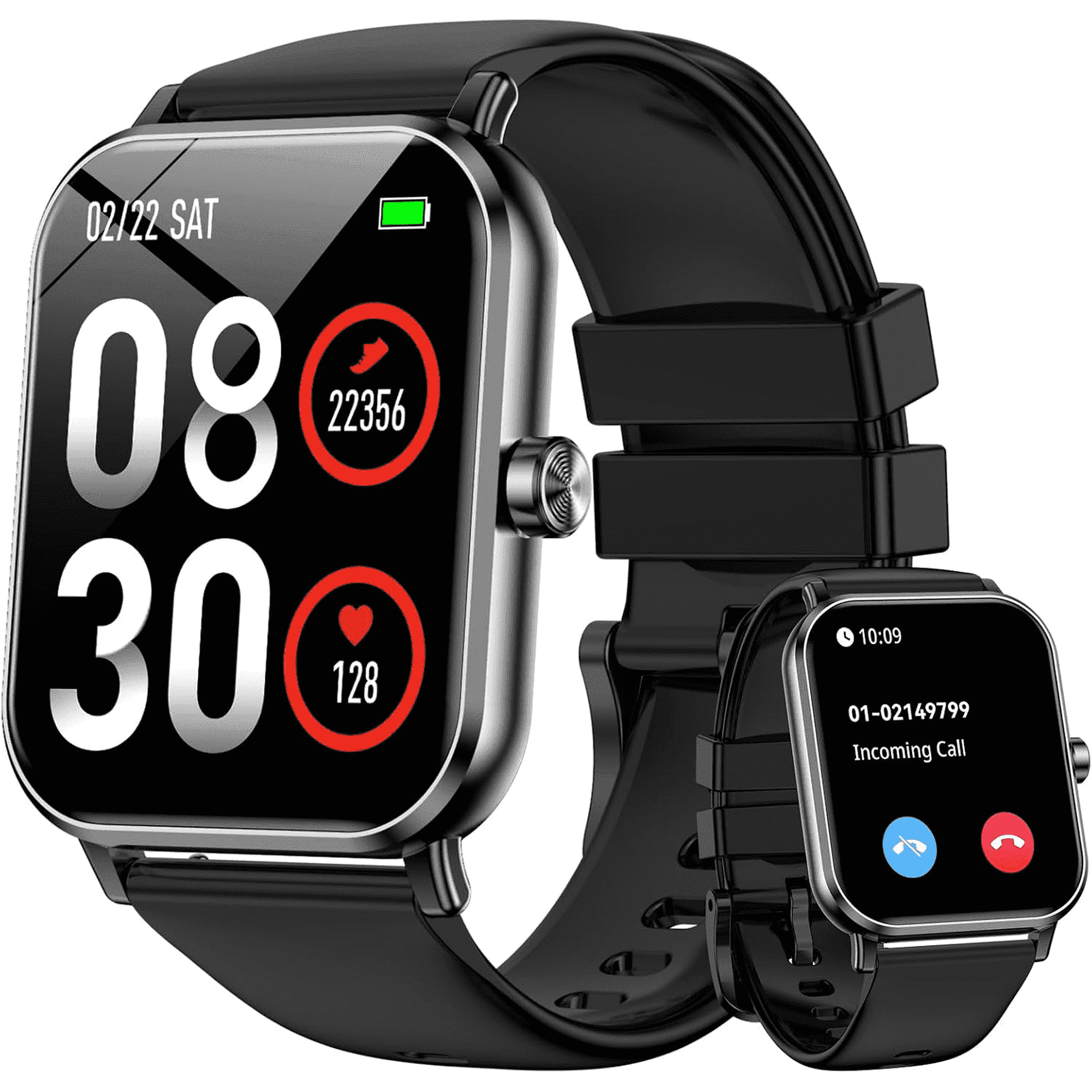 FPZMIU Smart Watch for Men Women ,1.85" HD Touch Screen Smart Watches,130+ Sport Modes Fitness with Android and IPhone(Black)