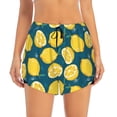 thumbnail image 2 of Cauagu Lemon Print Women's 2 in 1 Running Shorts Athletic Workout Gym Yoga Shorts Running Shorts for Women-Large, 2 of 7