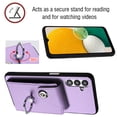 thumbnail image 5 of Wallet Case Compatible for Samsung Galaxy A13 5G with Card Holder, Rotation Finger Ring Kickstand Card Slots Case, Classic PU Leather Shockproof Magnetic Button Cover for Galaxy A13 5G, Purple, 5 of 6