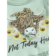 thumbnail image 6 of Toddler Western Baby Girl Outfit Ruffle Tunic Top Cow Print Flare Bell Bottom Pants Set Western Cowgirl Clothes, 6 of 8