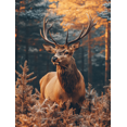 thumbnail image 1 of Qisvanset 12x16 Inch Forest Stag Deer Canvas Wall Art, Majestic Wildlife Nature Inspired Home Wall Decor, 1 of 8
