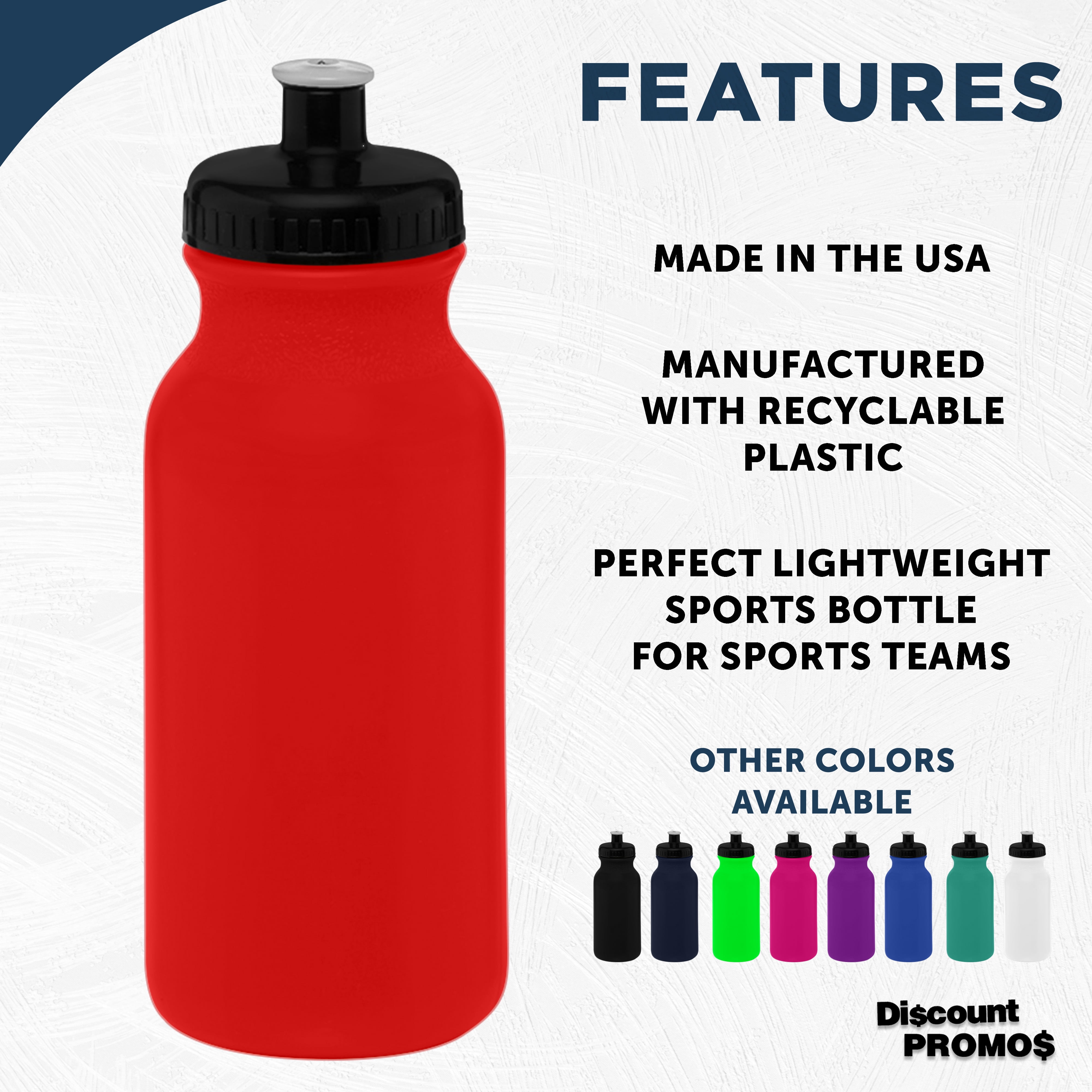 Water Bottle with Push Cap 20 oz. Set of 6, Bulk Pack - Reusable, Leak Proof, Perfect for Gym, Hiking, Camping, Outdoor Sports - Red