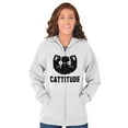 thumbnail image 5 of Cattitude Funny Cat Ladies Pet Lovers Zip Hoodie Sweatshirt Women Brisco Brands L, 5 of 6