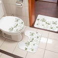 thumbnail image 4 of Sage Green Flowers Bath Mat 3 Piece Bathroom Rug Set, Watercolor Retro White Floral Leaves Non Slip Bath Rug Contour Mat and Toilet Lid Cover, Absorbent Shower Mats Soft Bath Rugs and Mats Sets, 4 of 8