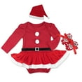 thumbnail image 4 of Pelele navideño para niñas recién nacidas, vestido con faldas con ribete de piel, monos de terciopelo, trajes navideños, ropa de invierno, 4 of 8