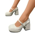 thumbnail image 3 of KELINFONG Women's Mary Jane Heels Platform Heels Dress Shoes Pumps with Buckle Strap for Office Wedding, 3 of 7