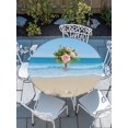 thumbnail image 6 of Summer Beach Round Fitted Tablecloth with Elastic Edge, Waterproof Table Cloth Table Cover for 36"-44" Tables, Coastal Ocean Waves Starfish Shell Tablecloths for Dining Picnic Indoor Outdoor, 6 of 9