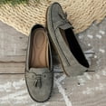 thumbnail image 4 of Womens Penny Loafers Casual Slip on Orthopedic Shoes with Arch Support Round Toe Stitching Tassel Nonslip Moccasin Driving Shoes Grey Size 6.5, 4 of 6