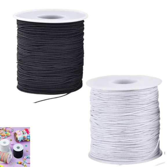 2 Rolls Elastic Bracelet String, 1.0mm 100Yard Elastic Cord for Beading Stretchy String with Beading Needle for Bracelets, Sewing, Necklace, Jewelry Making and Crafts