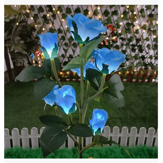 Xtellar Luz Solar Led Decoración Flores Rosas De Jardín Artificiales Azul