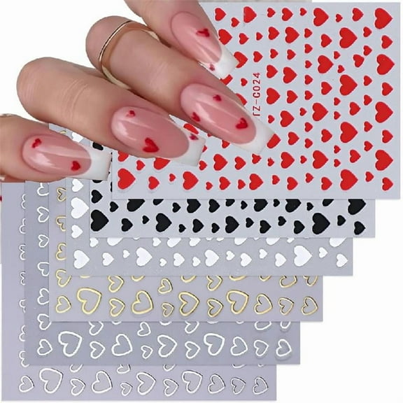 6 Sheet Valentine's Day Nail Art Decals Love Heart 3D Nail Art Stickers Gifts