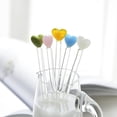 thumbnail image 6 of 8 Piece Glass Swizzle Sticks with Love Heart Head Reusable Coffee Stirring Stick Hot Chocolate Milk Espresso Stirrers Spoons for Party Cafe Bar Home Glasses Mug Decoration, Multicolor, 17.5cm/6.9inch, 6 of 7