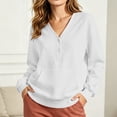 thumbnail image 7 of Women's V-Neck Button Front Sweatshirt Long Sleeve Pullover with Front Pocket Loose Fit Casual Top for Fall & Winter, 7 of 7
