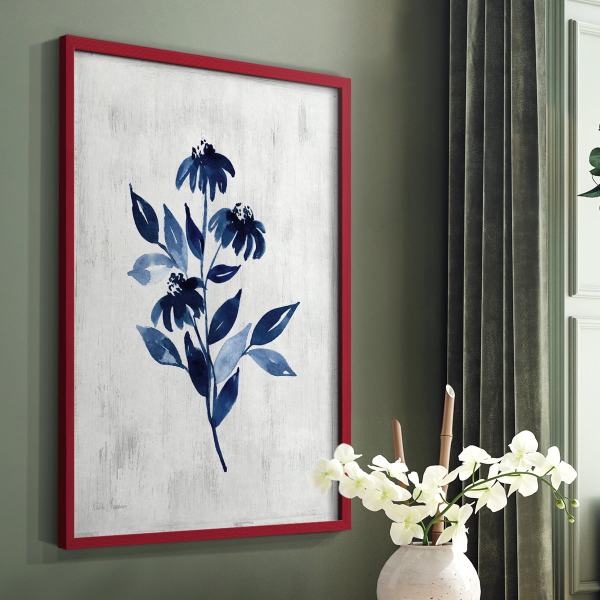 Wild Indigo I Framed Print in Red Solid Wood 11 x 14 Framed Print