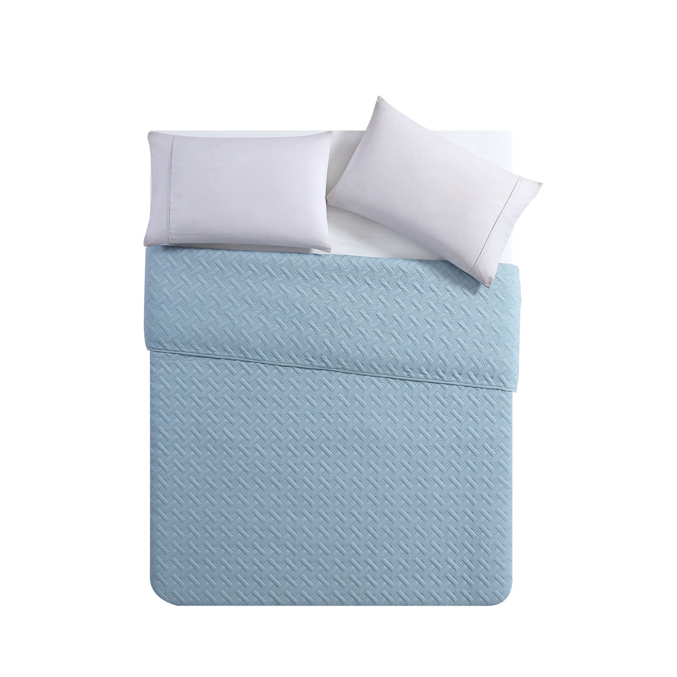 Mainstays Ultra Soft Solid Basketweave Aqua King Quilt