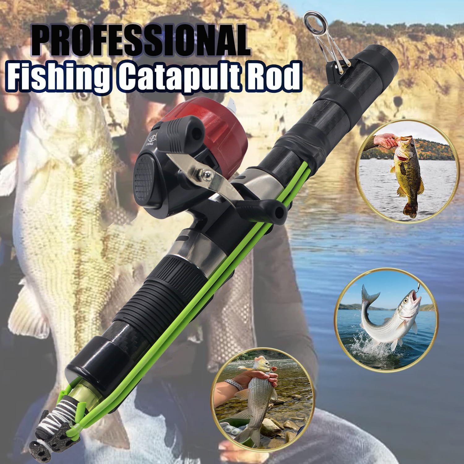 Piaoyu Fishing Catapult Rod,Upgraded Catapult Fishing Rod with Slingshot Fishings Reel for Long-Casting, Durable & Lightweight for Freshwater/Saltwater Fishing