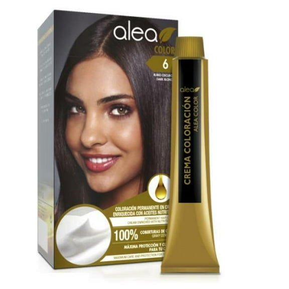 Alea Permanent Hair Color Cream Kit, Dark Blond #6, Nourishing, Long Lasting, Maximum Gray Coverage