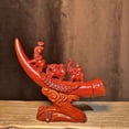 thumbnail image 1 of Rosewood carving of three small ivory ornaments, solid wood auspicious trio, Chinese home decoration for living room, gift craft., 1 of 4
