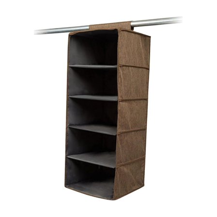 Drevy Keepsakes Hanging Closet Organizer - Heavy Duty Material, Sturdy Interior Shelves - Closet Storage-Brown Heather