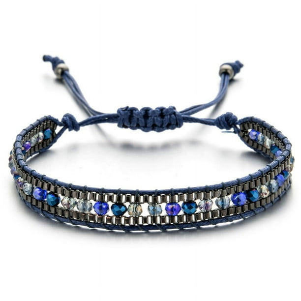 Nvzi Pulsera hecha a mano con capas de piedra natural, pulseras apilables con cuentas, regalos de moda, S