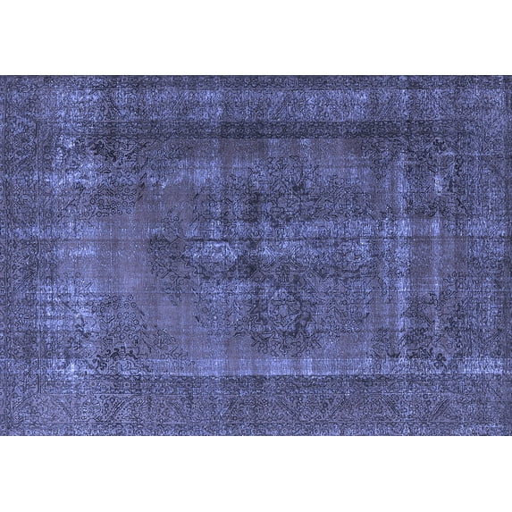 Ahgly Company Machine Washable Indoor Rectangle Oriental Blue Industrial Area Rugs, 6' x 9'