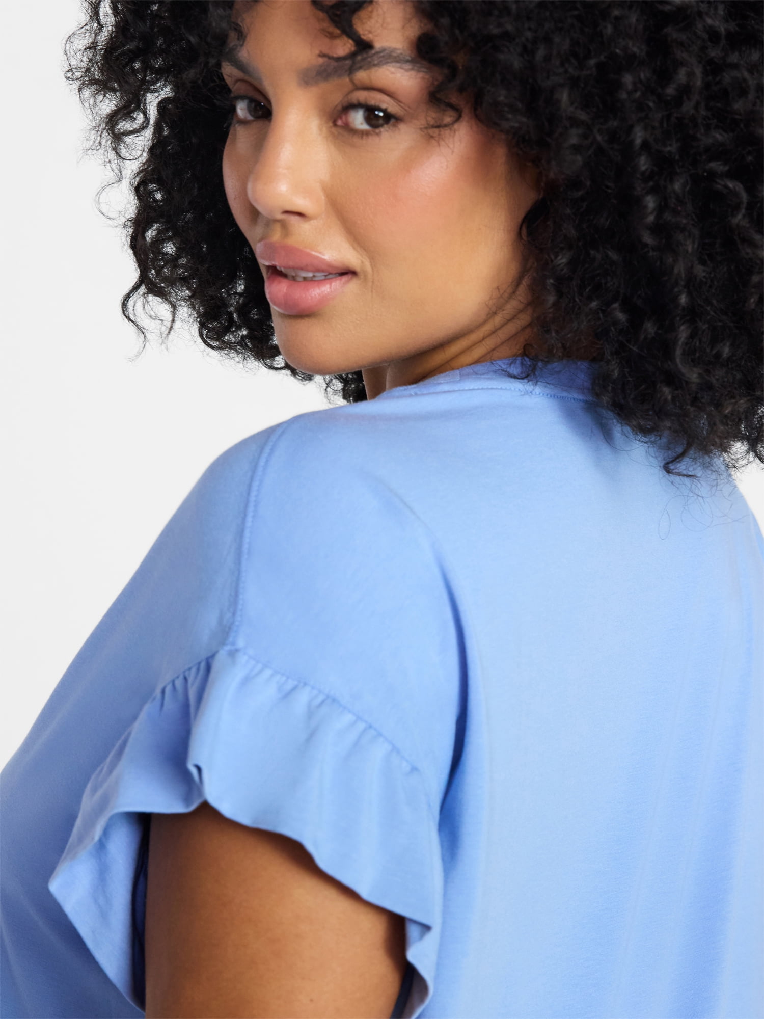 Terra & Sky Women's Plus Ruffle Short Sleeve Tee, Sizes 0X-5X