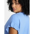 thumbnail image 4 of Terra & Sky Women's Plus Ruffle Short Sleeve Tee, Sizes 0X-5X, 4 of 5