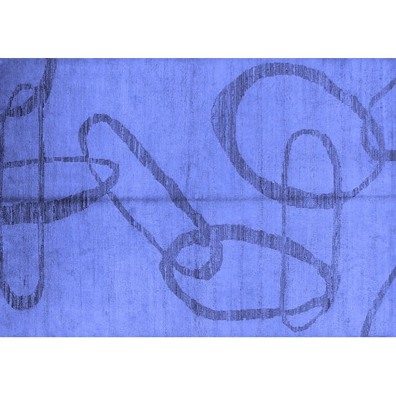 Ahgly Company Indoor Rectangle Oriental Blue Industrial Area Rugs, 5' x 8'