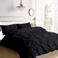thumbnail image 1 of Duvet Cover 3 Piece Egyptian Cotton Cozy & Super Soft 600 TC Pinch Duvet Covers with Zipper Closure & Corner Ties Soft Pintuck Comforter Cover (Super King, Black ), 1 of 4