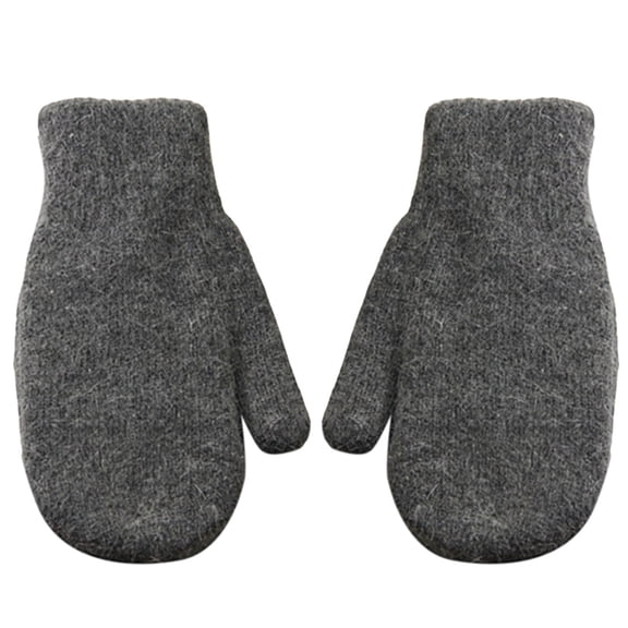 Fgnfyis Women's Double Layer Stretch Knit Mittens Soft Thermal Winter Warmth Gloves For Outdoor Activities Dark Gray One Size