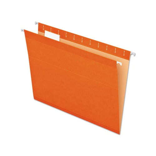 Colored Reinforced Hanging Folders Letter Size, 1/5-Cut Tab, Orange, 25/Box